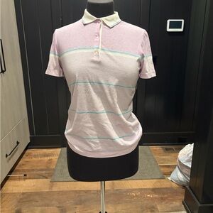 💜 Vintage Tail Lavender Striped Polo Shirt | Made in USA | Pastel Athletic Top